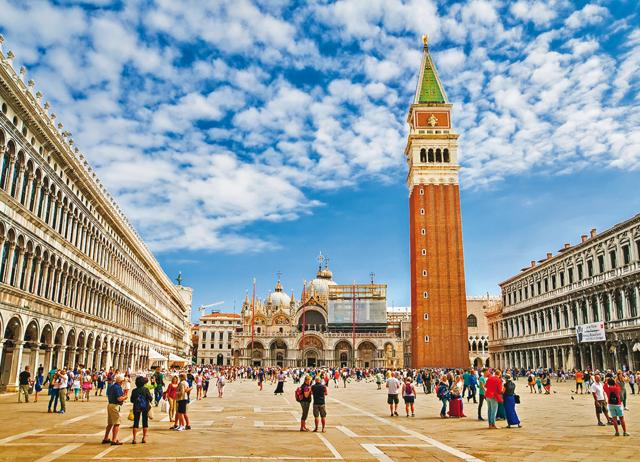 A sun walk around St. Mark’s Square in Venice can help explore cafés, little stores and stunning monuments (Shutterstock) A sun walk around St. Mark’s Square in Venice can help explore cafés, little stores and stunning monuments (Shutterstock)