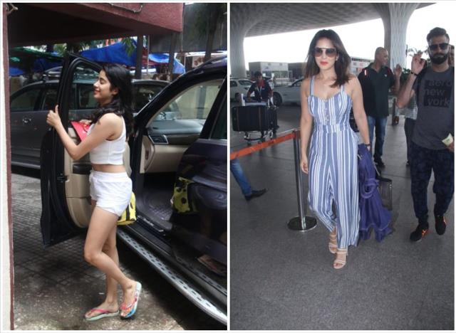 Janhvi Kapoor outside her gym and Sunny Leone at the airport.
