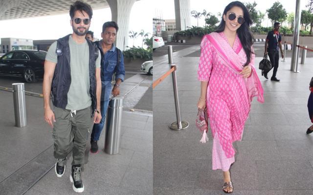 Shahid Kapoor and Kiara Advani leave for Delhi for Kabir Singh promotions. (Varinder Chawla)