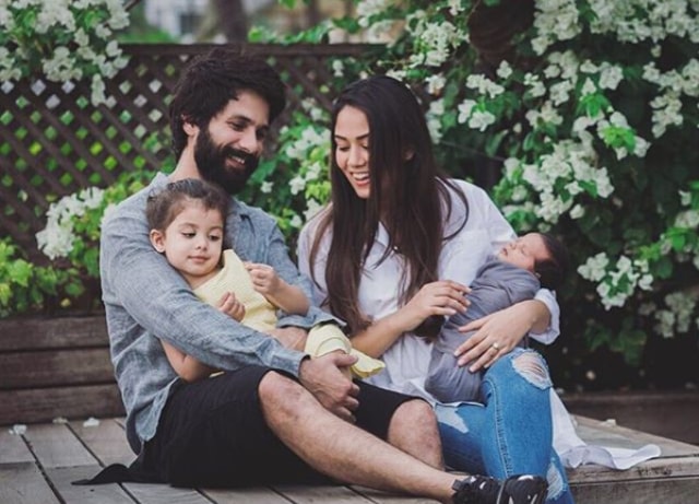 Shahid Kapoor and Mira Rajput with children Misha and Zain.