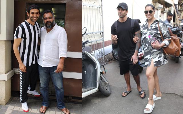 Kartik Aaryan with Luv Ranjan and Karan Singh Grover with wife Bipasha Basu in Mumbai. (Varinder Chawla)