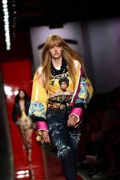 A model presents a creation for fashion house Dsquared2 during the presentation of its woman's and men's spring/summer 2020 fashion collection in Milan. (AFP) A model presents a creation for fashion house Dsquared2 during the presentation of its woman's and men's spring/summer 2020 fashion collection in Milan. (AFP)