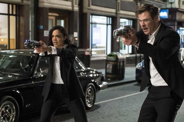 This image released by Sony Pictures shows Tessa Thompson and Chris Hemsworth in a scene from Columbia Pictures' Men in Black: International. (AP) This image released by Sony Pictures shows Tessa Thompson and Chris Hemsworth in a scene from Columbia Pictures' Men in Black: International. (AP)