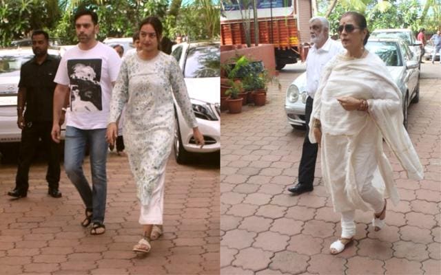 Sonakshi Sinha with brother and mother at Justine Rumeau Nihalani’s prayer meet in Mumbai. (Varinder Chawla) Sonakshi Sinha with brother and mother at Justine Rumeau Nihalani’s prayer meet in Mumbai. (Varinder Chawla)