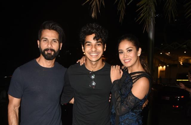 Shahid Kapoor with brother Ishaan and wife Mira Rajput. Shahid Kapoor with brother Ishaan and wife Mira Rajput.