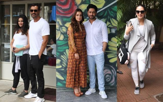 Arjun Rampal with girlfriend Gabriella Demetriades, Dia Mirza with Mohit Raina and Huma Qureshi seen in Mumbai. (Varinder Chawla)