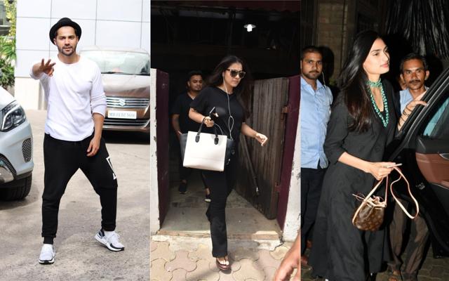 Varun Dhawan, Kajol and Athiya Shetty spotted in Mumbai. (Varinder Chawla) Varun Dhawan, Kajol and Athiya Shetty spotted in Mumbai. (Varinder Chawla)