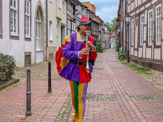 In Hamelin, the Pied Piper himself can be seen dancing down the streets, flute in hand, telling his side of the story while showing interested travellers around the quaint town. (Photo: Sonia Nazareth) In Hamelin, the Pied Piper himself can be seen dancing down the streets, flute in hand, telling his side of the story while showing interested travellers around the quaint town. (Photo: Sonia Nazareth)