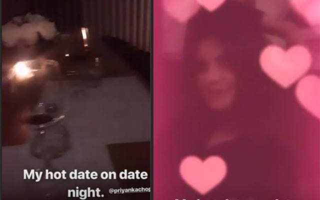 Nick Jonas shared a glimpse of his date night with Priyanka Chopra. Nick Jonas shared a glimpse of his date night with Priyanka Chopra.