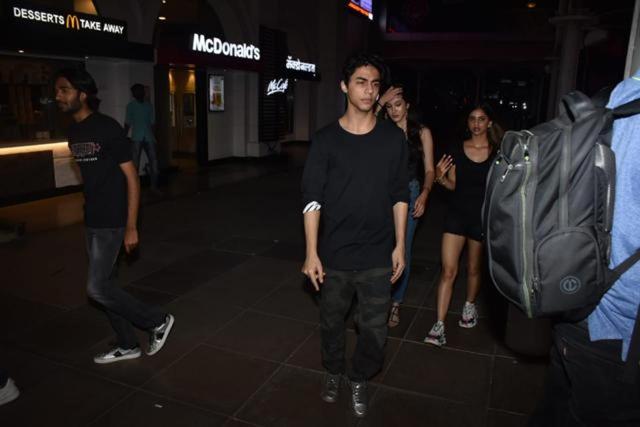 Aryan Khan, Shanaya Kapoor and Suhana Khan on an outing in Mumbai. (Varinder Chawla) Aryan Khan, Shanaya Kapoor and Suhana Khan on an outing in Mumbai. (Varinder Chawla)
