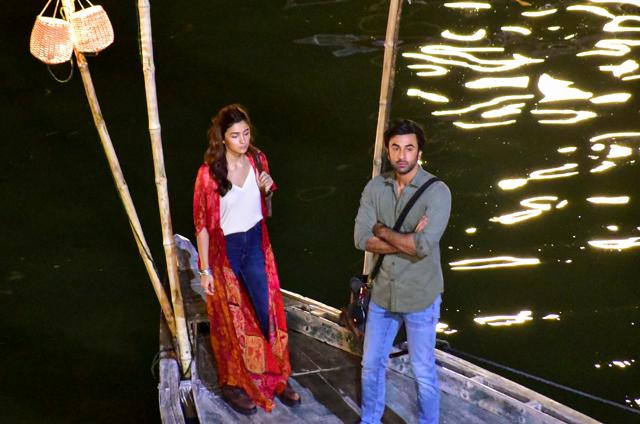 Ranbir Kapoor and Alia Bhatt during the shooting of their upcoming film Brahmastra at Ganga Ghat in Varanasi. (PTI) Ranbir Kapoor and Alia Bhatt during the shooting of their upcoming film Brahmastra at Ganga Ghat in Varanasi. (PTI)