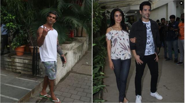 Karan Singh Grover and Mallika Sherawat with Tusshar Kapoor.