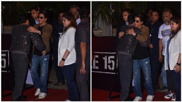 Shah Rukh Khan greets Ayushmann Khurrana.