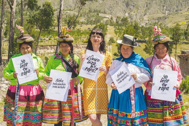 Carry Somers (centre) with a group of embroiderers in Peru Carry Somers (centre) with a group of embroiderers in Peru