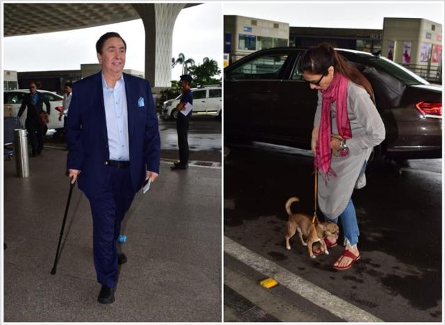 Randhir Kapoor and Tabu at Mumbai airport.