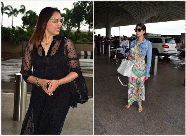 Bipasha Basu and Kim Sharma at airport.
