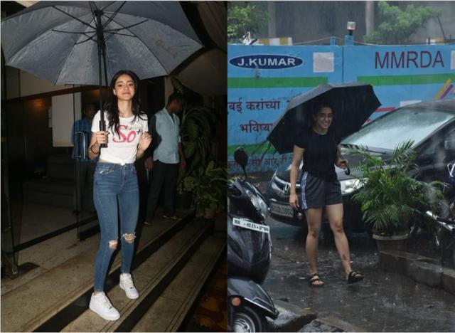 Ananya Panday and Sanya Malhotra enjoying the Mumbai rain.