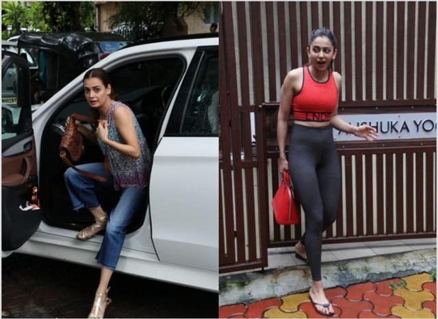 Dia Mirza spotted in Bandra and Rakul Preet Singh outside a yoga studio.