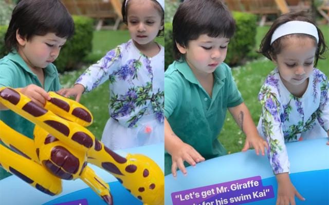 Taimur plays with Kainaat in London. (Instagram) Taimur plays with Kainaat in London. (Instagram)