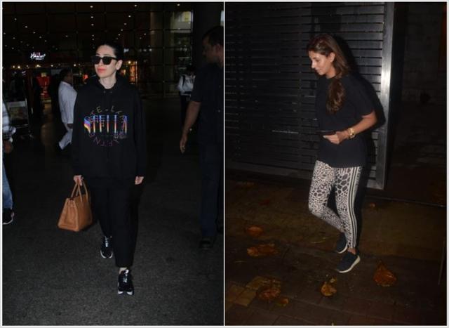 Karisma Kapoor at airport and Shweta Bachchan at Zoya Akhtar’s home.
