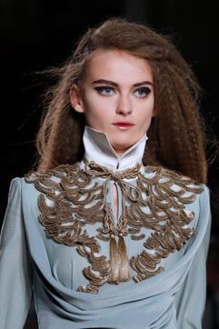 A model presents a creation by Julien Fournie during the Women's Fall-Winter 2019/2020 Haute Couture collection fashion show in Paris, on July 2, 2019. (Photo by FRANCOIS GUILLOT / AFP) (AFP)