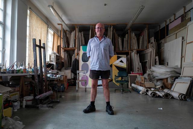 Berlin-based Irish artist Lorcan O'Byrne poses in his studio at the ‘Treptow Ateliers’ artist colony in Berlin. (AFP) Berlin-based Irish artist Lorcan O'Byrne poses in his studio at the ‘Treptow Ateliers’ artist colony in Berlin. (AFP)