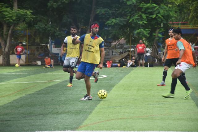 Ranbir Kapoor playing football. Ranbir Kapoor playing football.