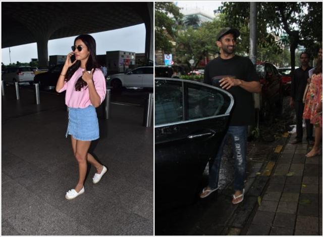Sonal Chauhan at the airport and Aditya Roy Kapur seen in Mumbai.