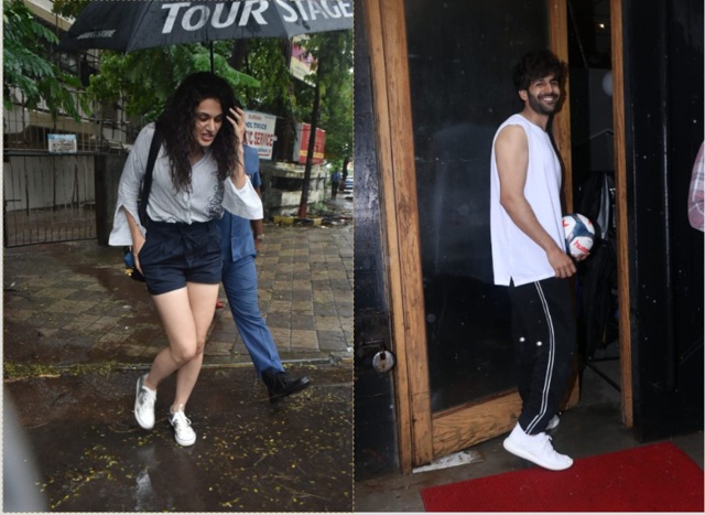 Taapsee Pannu and Kartik Aaryan spotted in Mumbai.