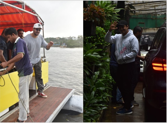 Sidharth Malhotra and Vivek Oberoi at Versova jetty and a dubbing studio, respectively.