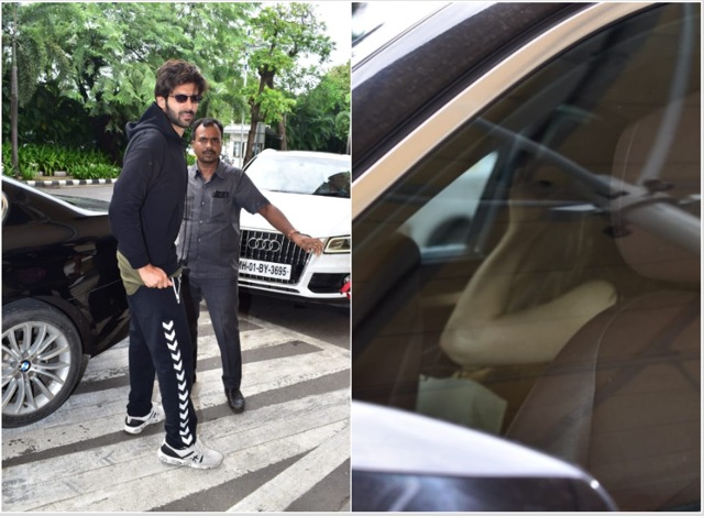 Kartik Aryan and Sara Ali Khan at the airport.