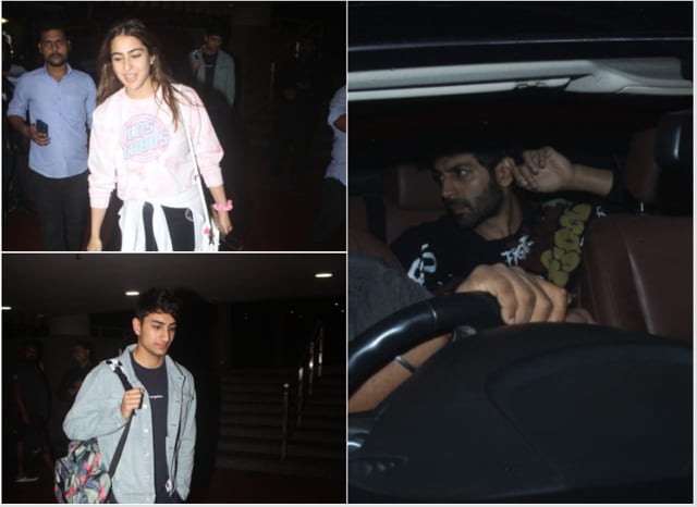 Sara Ali Khan and Ibrahim return from London and Kartik received them at aiport.