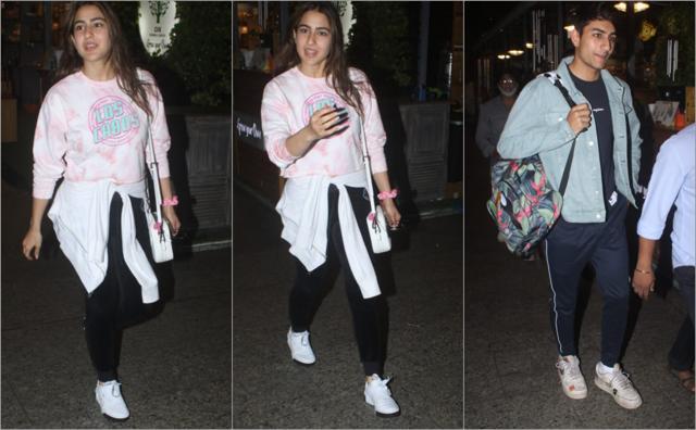 Sara and Ibrahim at the airport sporting athleisure.