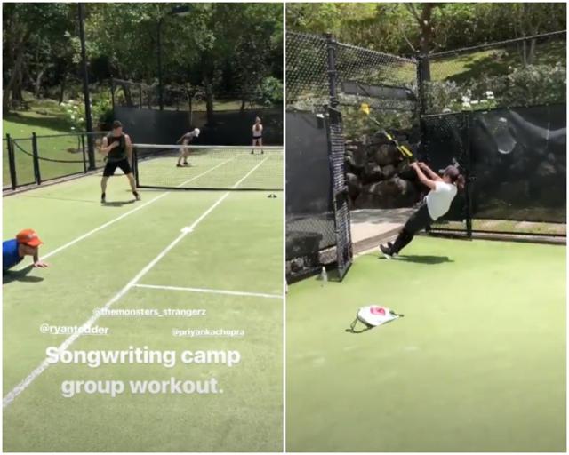 Nick Jonas shared a video as Instagram Story which shows Priyanka and him working out at a tennis court. Nick Jonas shared a video as Instagram Story which shows Priyanka and him working out at a tennis court.
