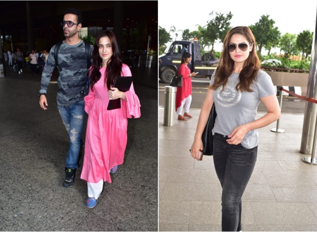Sanjeeda Shaikh-Aamir Ali and Zarine Khan at airport.