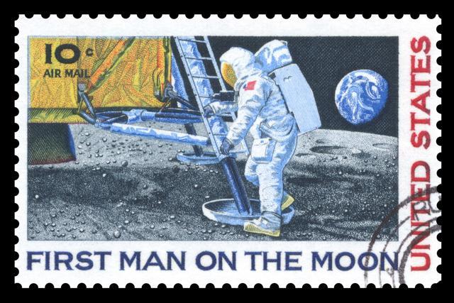A vintage stamp commemorating the Apollo 11 mission. (Shutterstock Image) A vintage stamp commemorating the Apollo 11 mission. (Shutterstock Image)