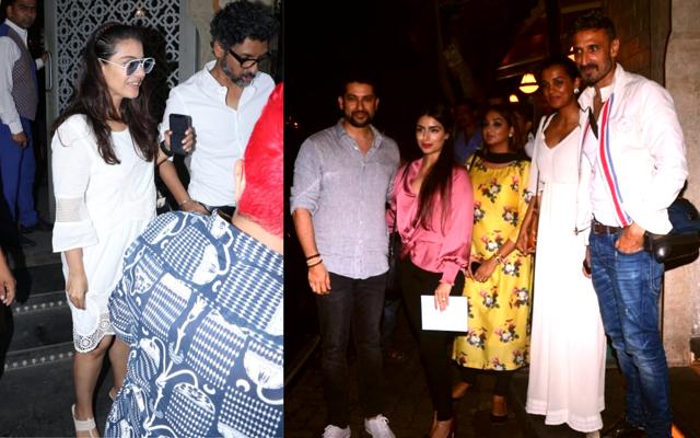 Kajol, Aftab Shivdasani with wife Nin Dusanj and Rahul Dev with Mugdha Godse in Mumbai. (Varinder Chawla) Kajol, Aftab Shivdasani with wife Nin Dusanj and Rahul Dev with Mugdha Godse in Mumbai. (Varinder Chawla)