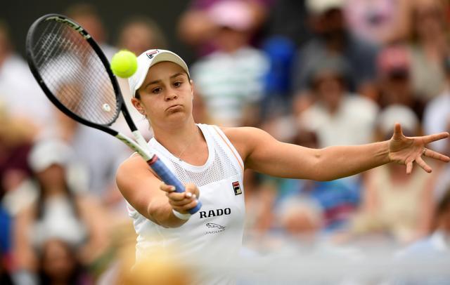Ashleigh Barty in action during her fourth round match against Alison Riske. (REUTERS) Ashleigh Barty in action during her fourth round match against Alison Riske. (REUTERS)