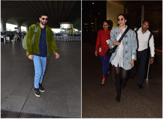 Aditya Roy Kapur and Deepika Padukone at the airport.