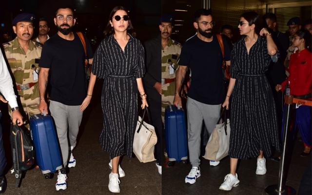 Anushka Sharma, Virat Kohli spotted at Mumbai airport as they returned from England after World Cup 2019.(Varinder Chawla) Anushka Sharma, Virat Kohli spotted at Mumbai airport as they returned from England after World Cup 2019.(Varinder Chawla)