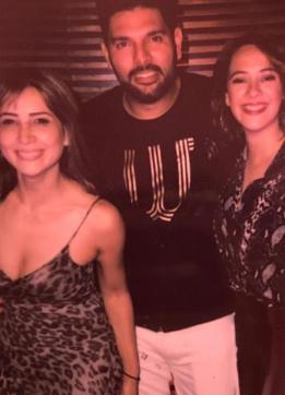 Kim Sharma, Yuvraj Singh and Hazel Keech.