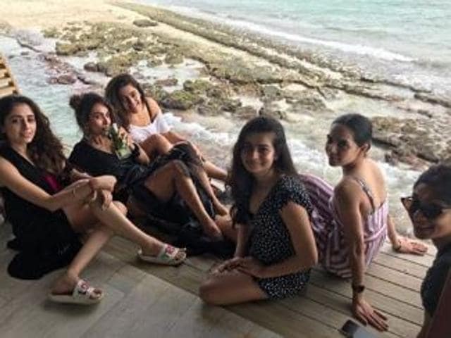 Malaika Arora with her friends in the Maldives. (Instagram)