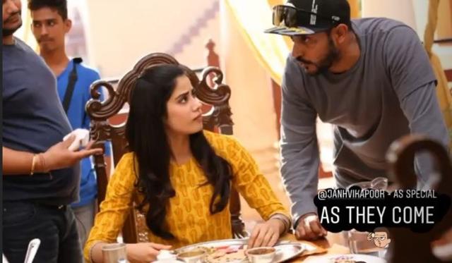 Janhvi Kapoor talks to Shashank Khaitan on the sets of Dhadak.