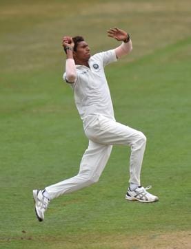 Navdeep Saini of India A bowls during Day Three of the Tour Match. (Getty Images)
