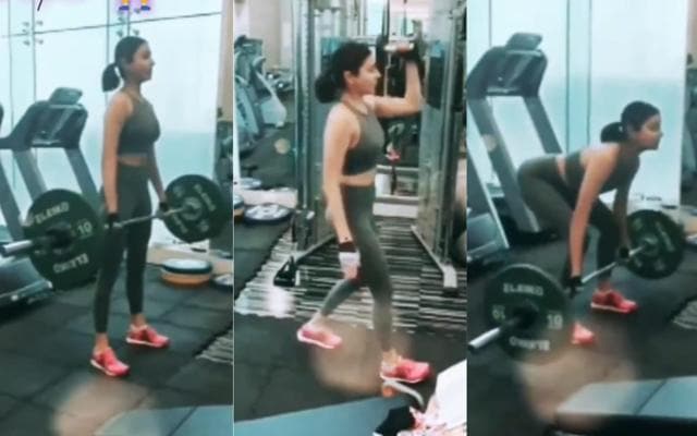 Anushka Sharma working out in the gym. Anushka Sharma working out in the gym.