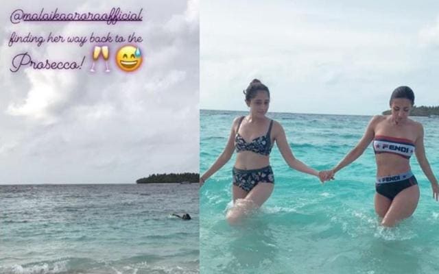 Malaika Arora chills in the sea. (Instagram) Malaika Arora chills in the sea. (Instagram)