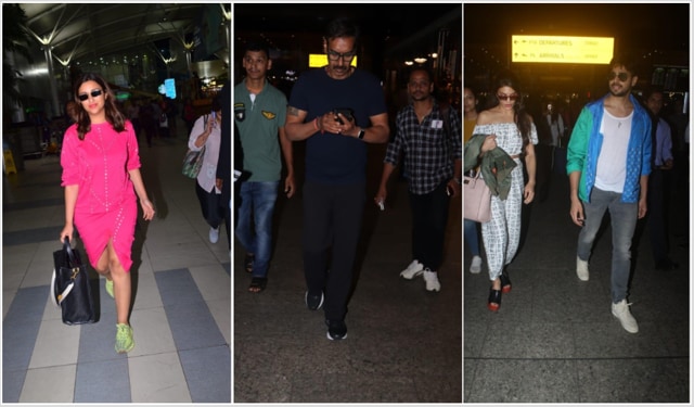 Parineeti Chopra, Ajay Devgn, Siddharth Malhotra and Jacqueline Fernandez at Mumbai airport.