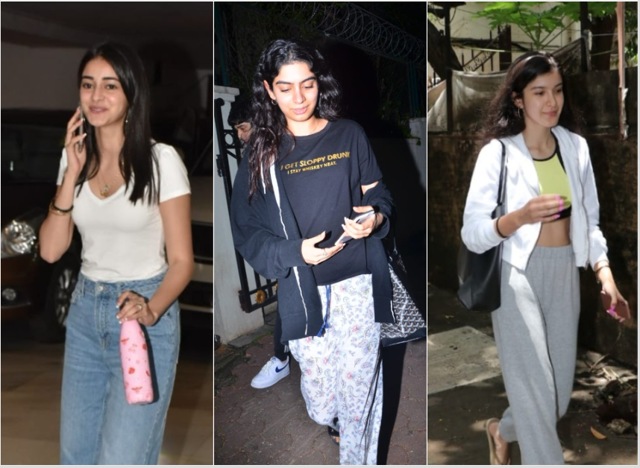 Friends Khushi Kapoor, Ananya Pandey and Shanaya Kapoor seen around Mumbai. (Varinder Chawla)