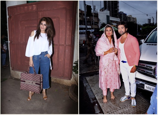 Raveena Tandon spotted on a night out and Himesh Reshammiya with his wife.
