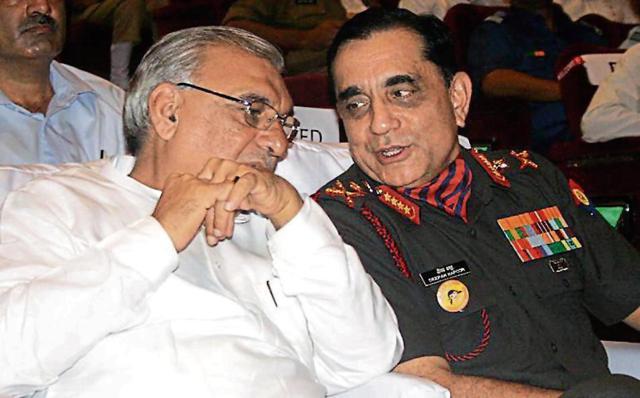 Former Haryana chief minister Bhupinder Singh Hooda (left) and ex-Chief of Army Staff Gen Deepak Kapoor are among the distinguished alumni of the school. (HT File ) Former Haryana chief minister Bhupinder Singh Hooda (left) and ex-Chief of Army Staff Gen Deepak Kapoor are among the distinguished alumni of the school. (HT File )